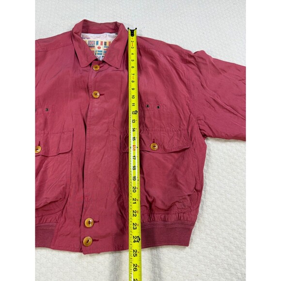 Vintage Silk Golf Jacket Button Up Lined Red 1960's Made in Italy | Size IT 50 - Picture 13 of 15